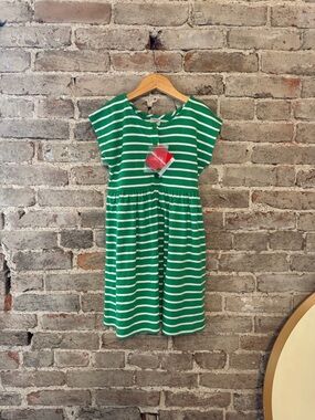 Hannah Green & White Striped Casual Dress